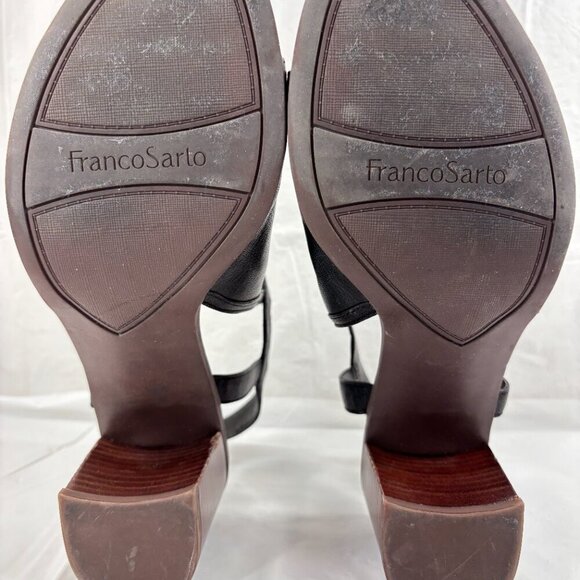 Franco Sarto Harlet Women’s Black Leather Peep Toe Slingback Heels size 9 - Picture 9 of 13